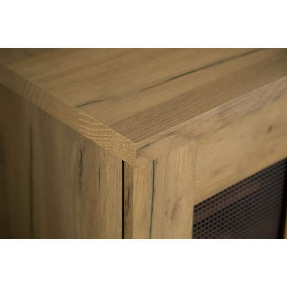 38 in. Accent Cabinet Chest with 5 Adjustable Shelf Units, Golden Oak Brown