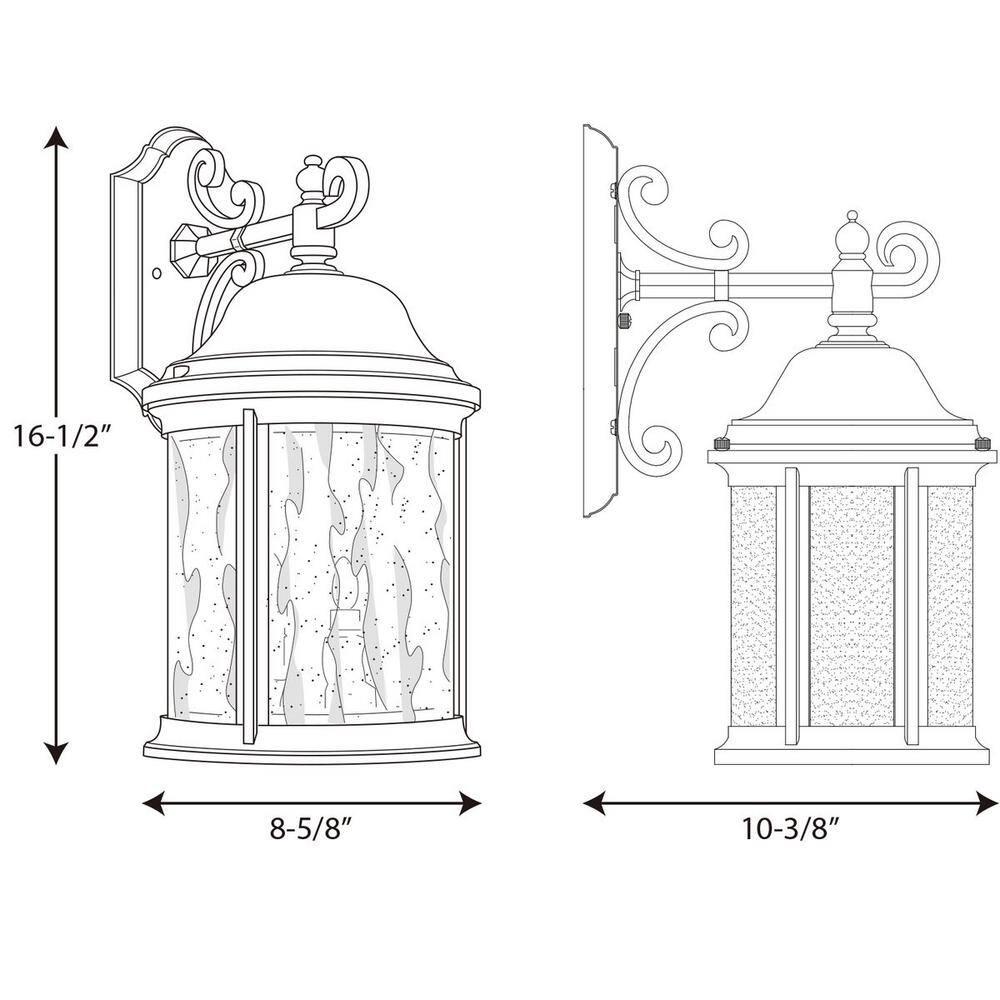 Progress Lighting Ashmore 3-Light Outdoor Wall Lantern in Antique Bronze with Shade