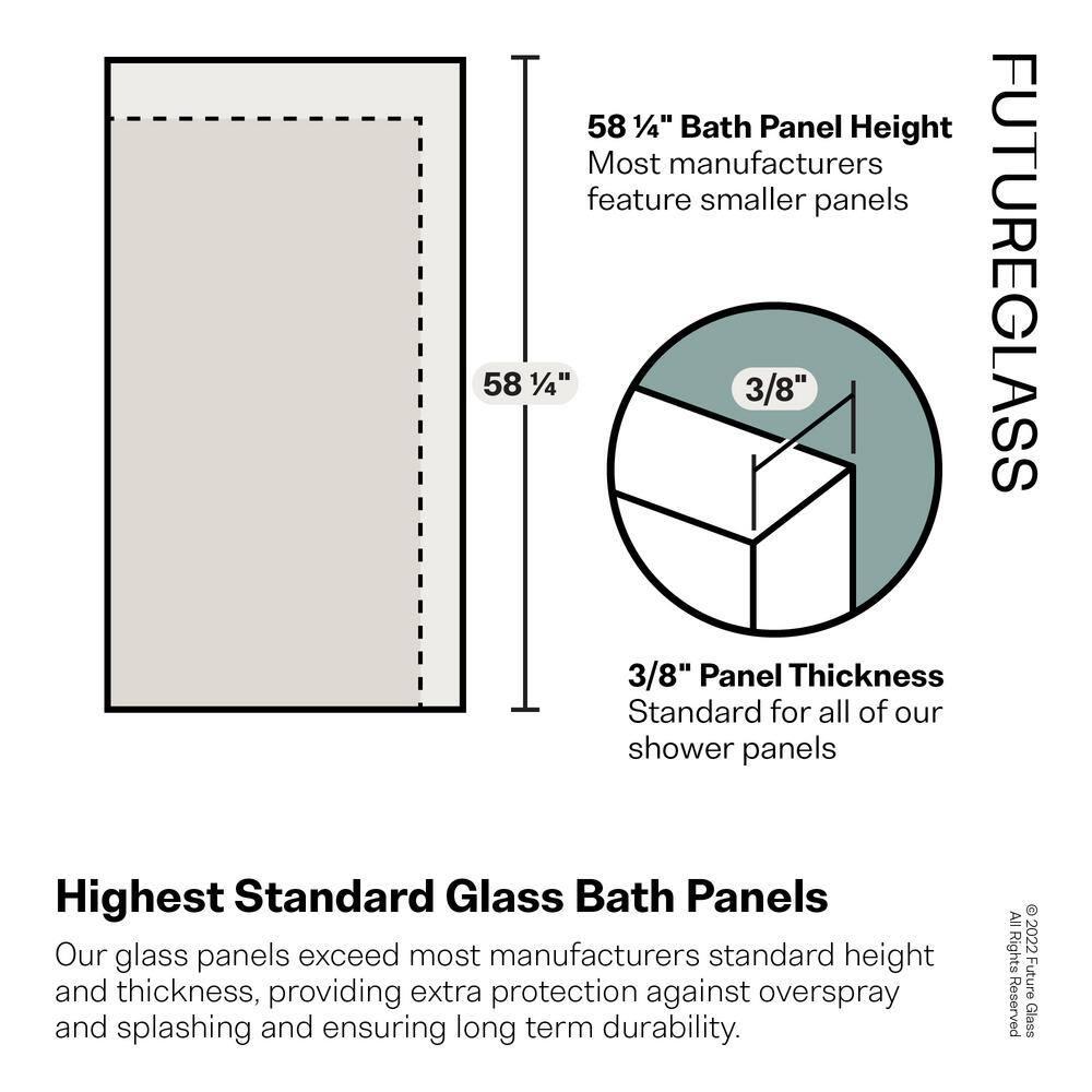 Glass Warehouse 34" W. x 58.25" H in. Frameless Glass Hinged Bathtub Door GW-B-GH-34-PB