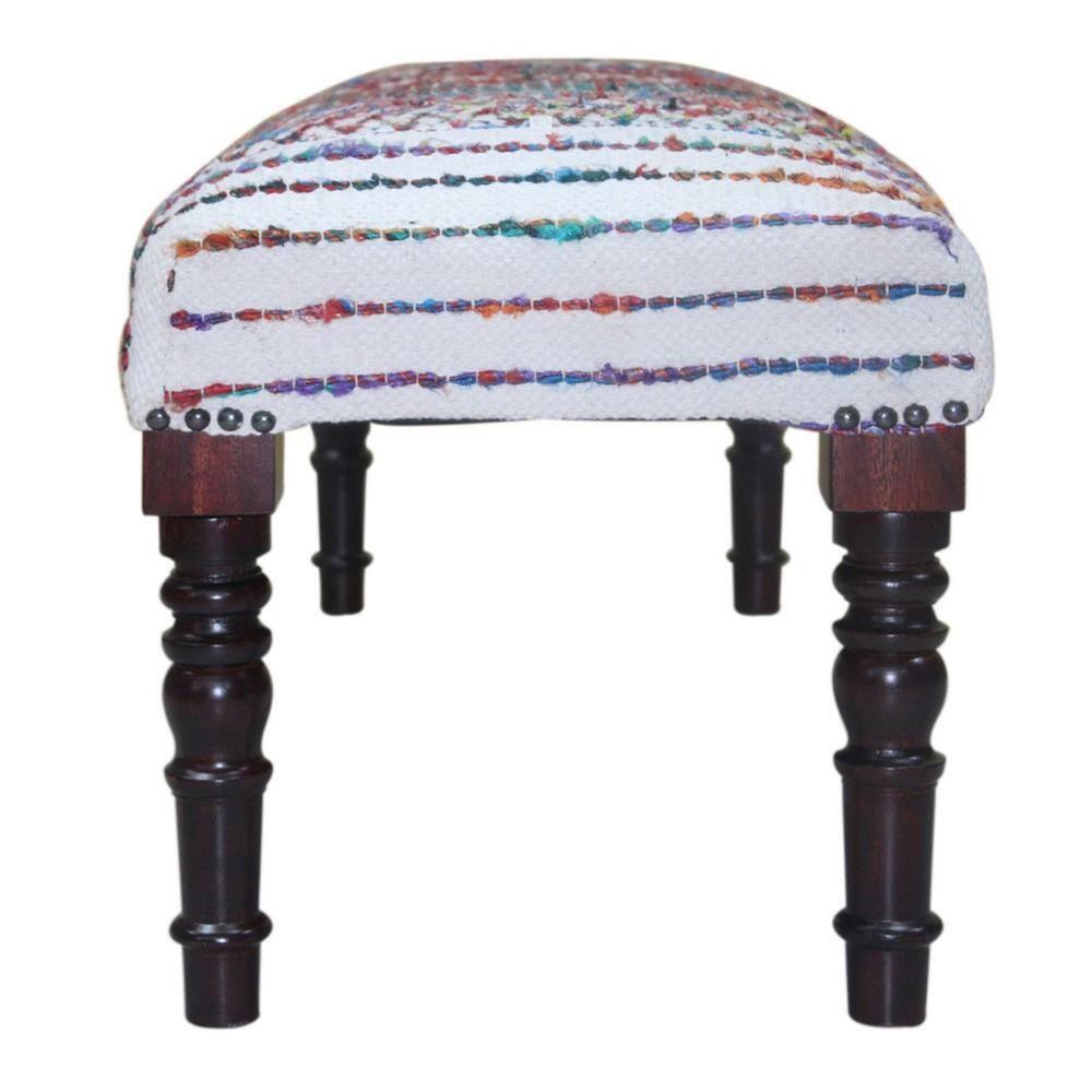 Colorful Chevron and Striped Chindi Bench with Storage