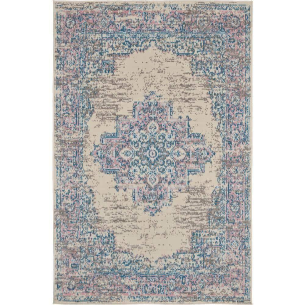 Nourison Grafix GRF14 Ivory/Pink Area Rug - Ivory/Pink 3' x 5'
