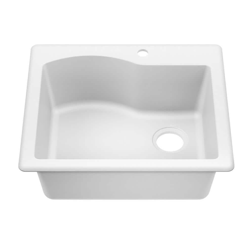 KRAUS Quarza™ 25" L Dual Mount Single Bowl Granite Kitchen Sink