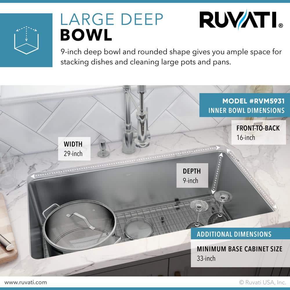 Ruvati 32-inch Undermount Kitchen Sink 16 Gauge Stainless Steel