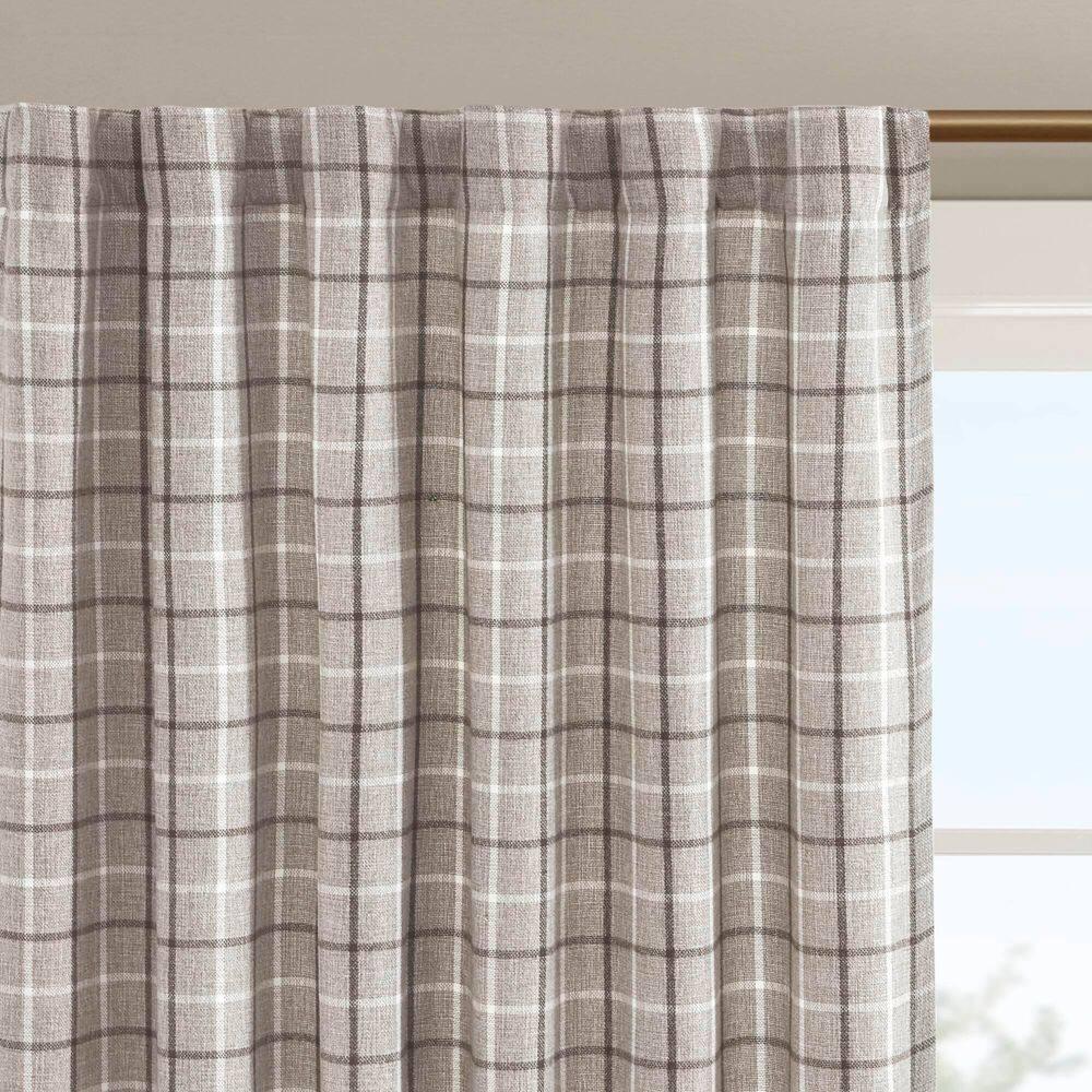 Anaheim Woven Plaid Room Darkening Thermal Fleece Lined Single Curtain Panel