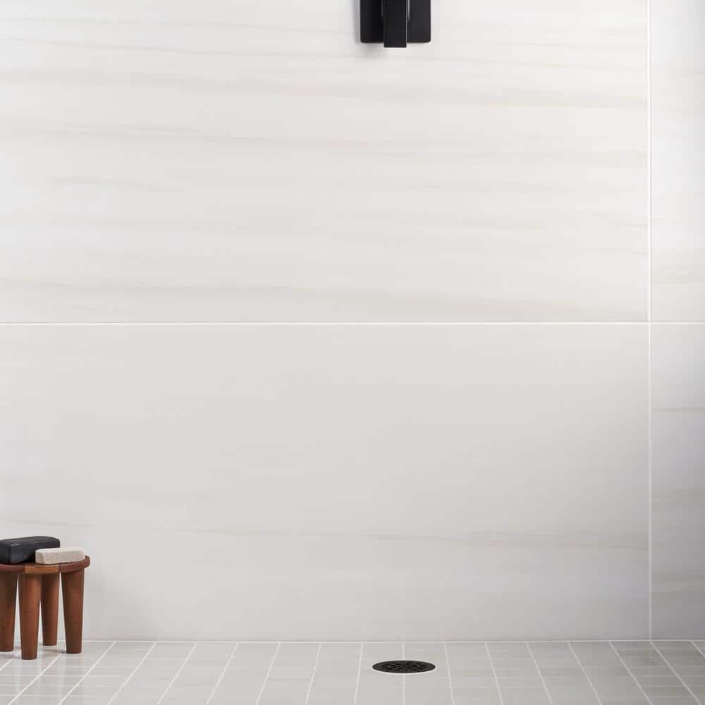 Bond Tile Terius Dolomite Warm White 23.54" x 47.24" Polished Marble Look Porcelain Floor and Wall Tile