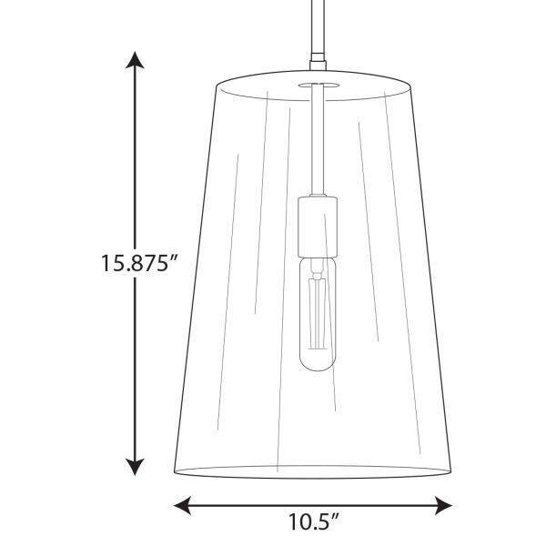 Progress Lighting Clarion 1-Light Pendant, Polished Nickel, Clear Glass Shade