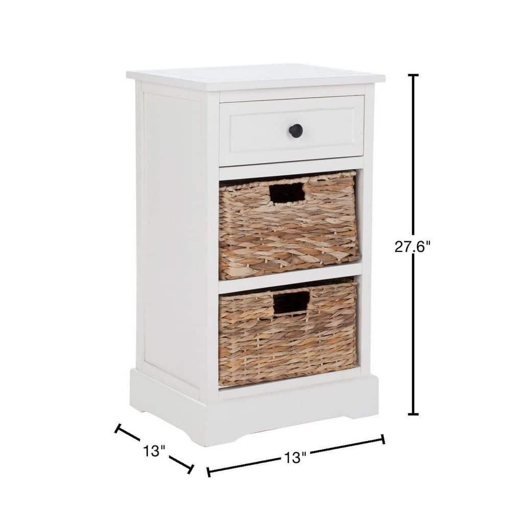 Carrie Side Storage Side Table - AMH5700C - Distressed Cream - Safavieh Couture