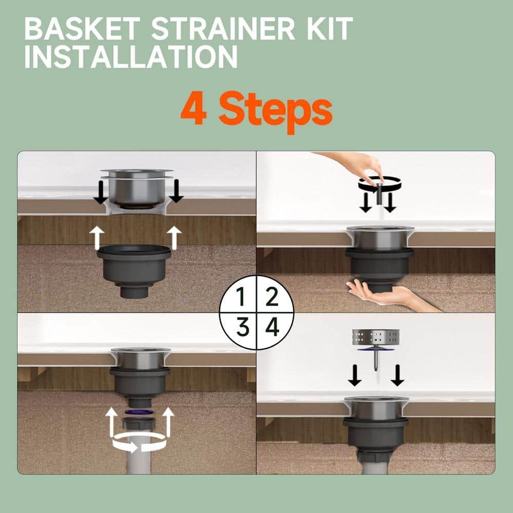 18" L x 18" W Single Bowl Fireclay Kitchen Sinks White with Bottom Grids and Basket Strainer