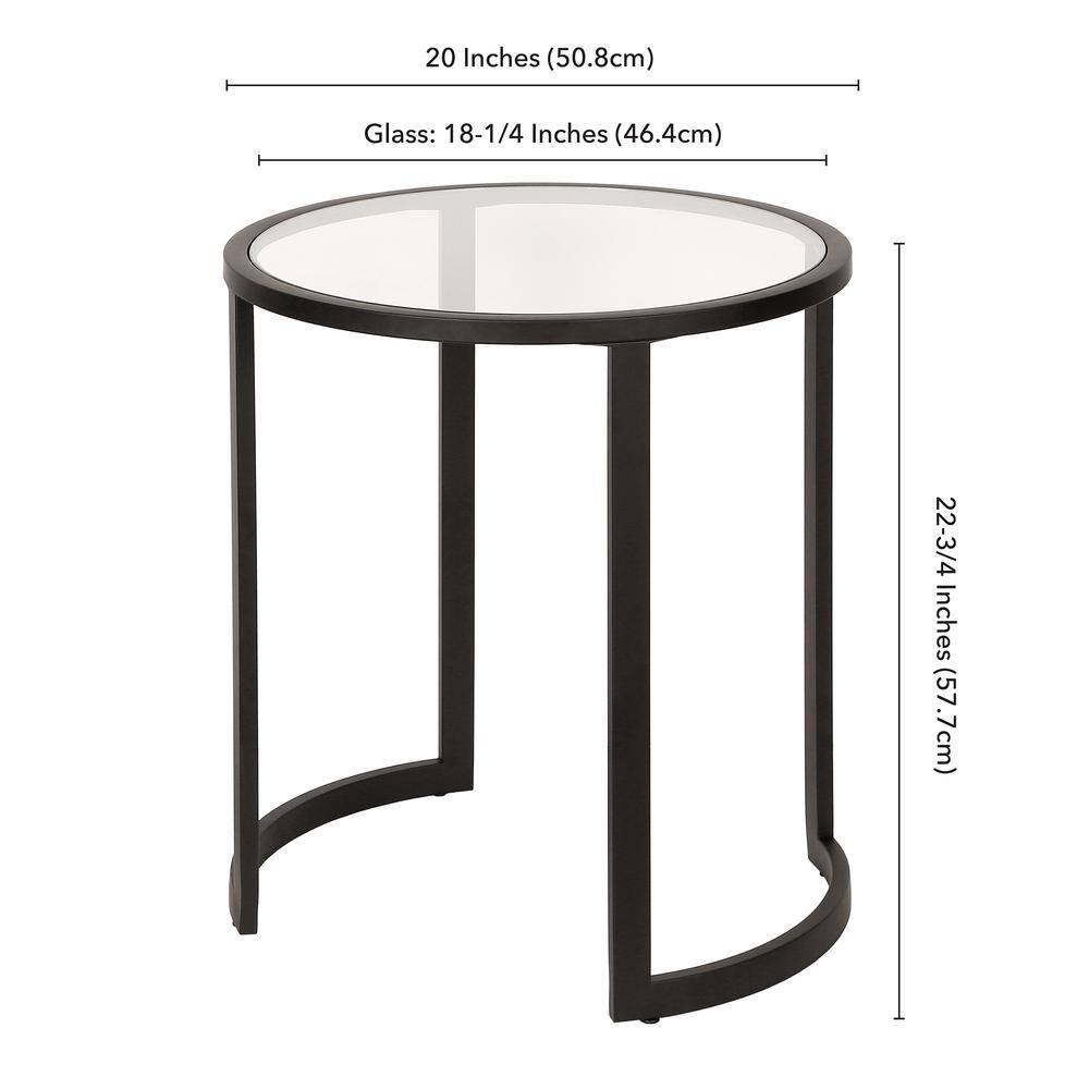 Evelyn&Zoe Mitera 20" Wide Round Side Table, Blackened Bronze