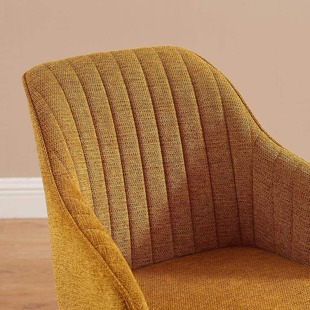 Art Leon Modern Swivel Fabric Accent Desk Chair with Beech Wood Legs, Yellow