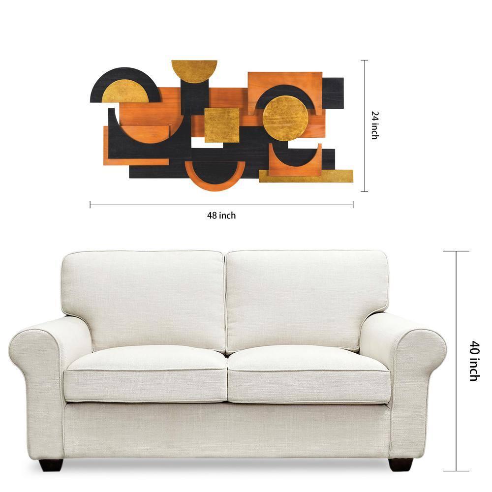 'Amber Embraces II' Hand Made & Hand Finished Dimensional Solid Paulownia Wood Abstracts Wall Art