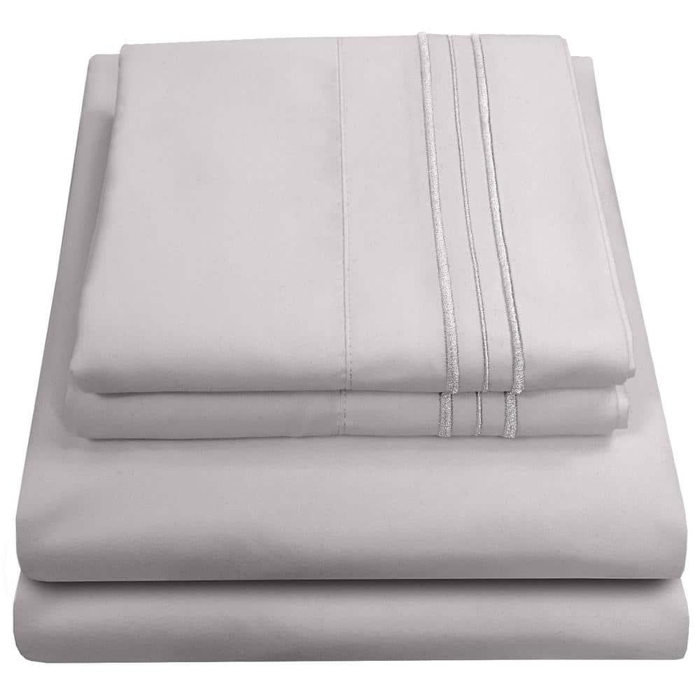 5 Piece Sheet Set, Ultra Soft 1800 Series Collection - Split King, Silver