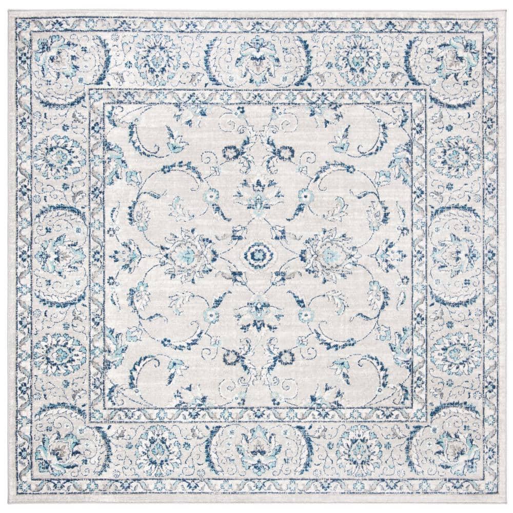Brentwood BNT854 Power Loomed Indoor Area Rug - Light Grey/Blue - 5'x5' - Safavieh