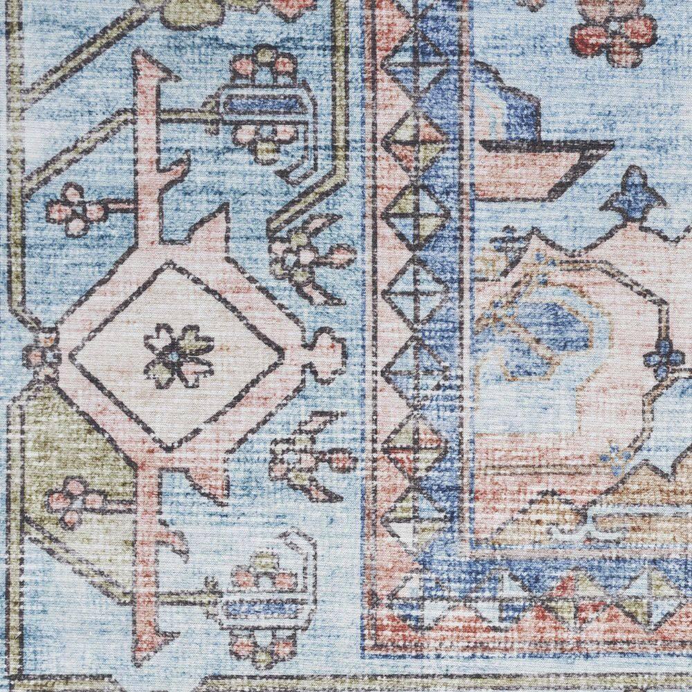 Nourison Fulton Bordered Medallion Non-Slip Flatwoven Indoor Rug Blue 5' x 7'
