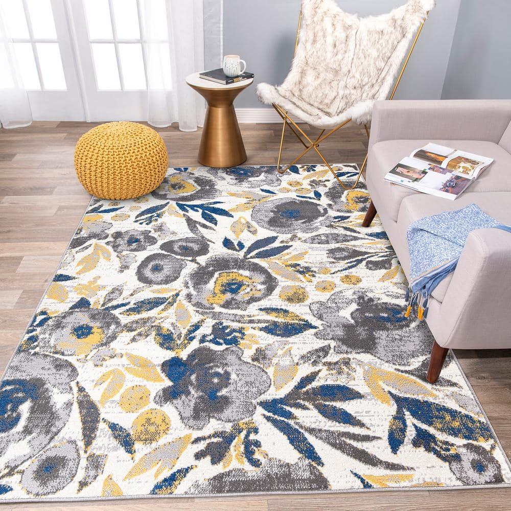 World Rug Gallery Vintage Modern Floral Indoor Area Rug - Cream 7'10" x 10'