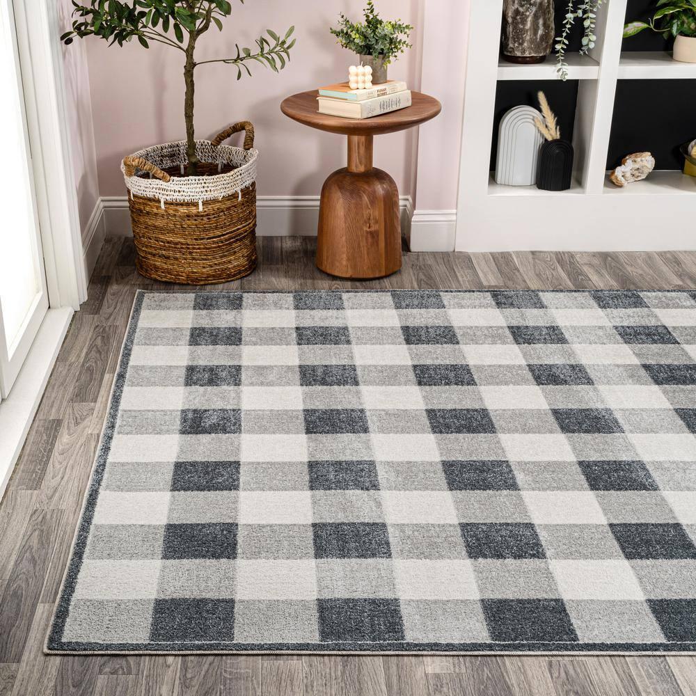 JONATHAN Y Gingham Gradient Plaid Cottage Machine-Washable Light Gray/Dark Gray/Cream 3 ft. x 5 ft. Area Rug