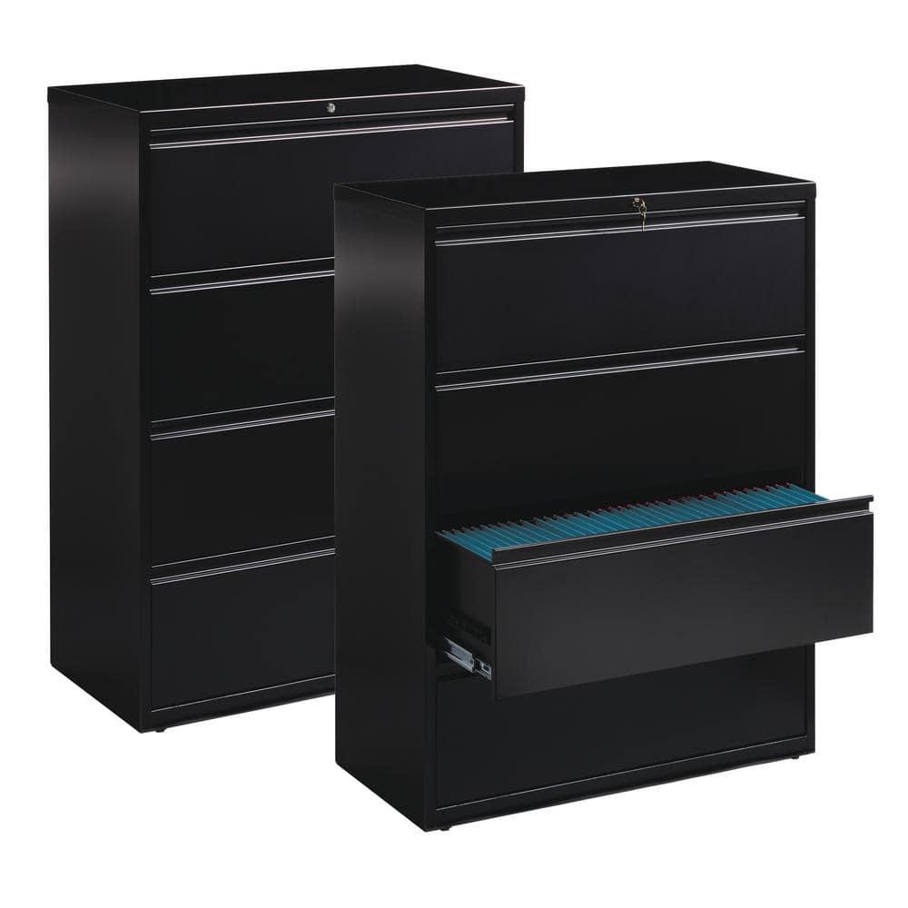 Hirsh 42 inch Wide 4 Drawer Metal Lateral File Cabinet for Home and Office, Holds Letter, Legal and A4 Hanging Folders, Black