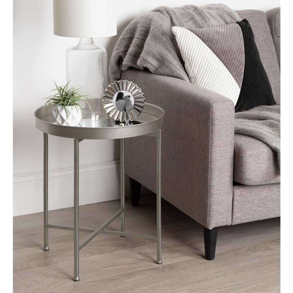 Kate and Laurel Celia Round Metal Side Table, 18.25x18.25x22, Silver