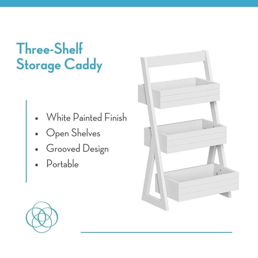RiverRidge Home RiverRidge Home Lightweight Portable 3-Shelf Storage Caddy Organizer - White