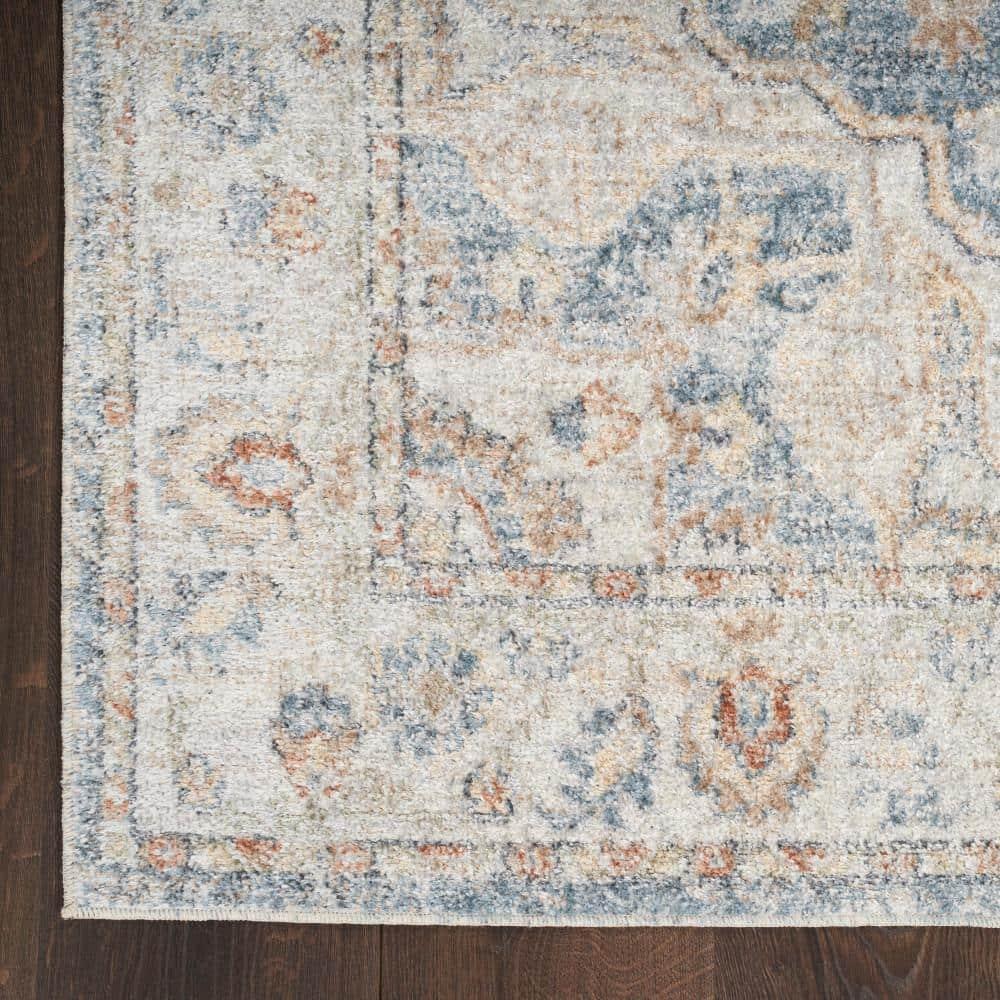 Nourison Astra Machine Washable Vintage Medallion Indoor Rug Denim Multi 5'3" x 7'