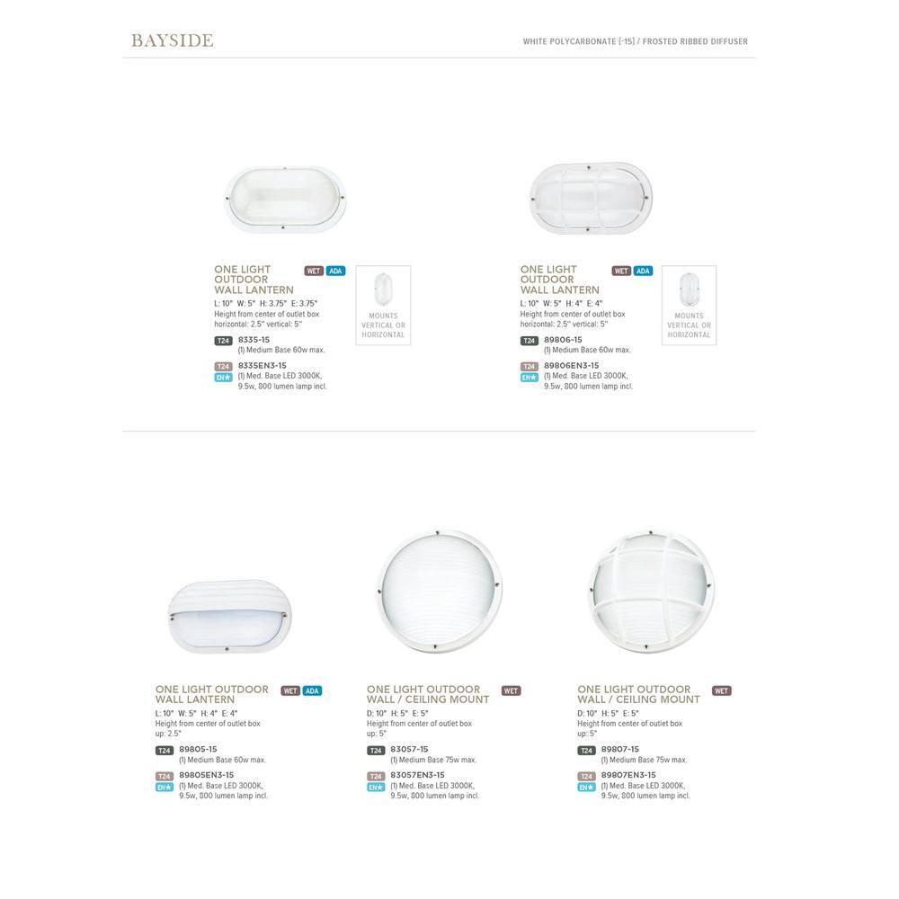 Sea Gull Lighting Generation 89807-15 Contemporary Modern One Light Outdoor Wall Lantern from Seagull-Bayside Collection in White Finish