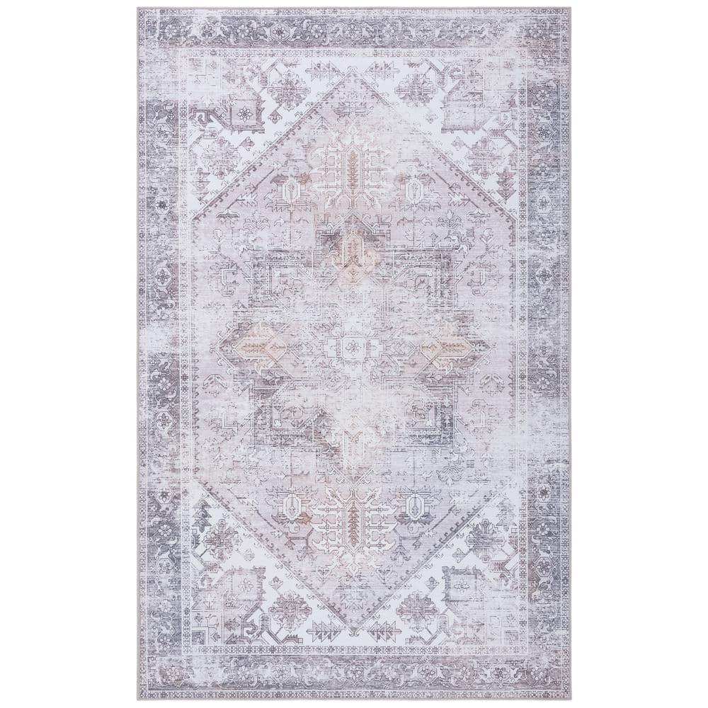 Tucson TSN102 Power Loomed Machine Washable Area Rug - Beige/Grey - 5'x8' - Safavieh.