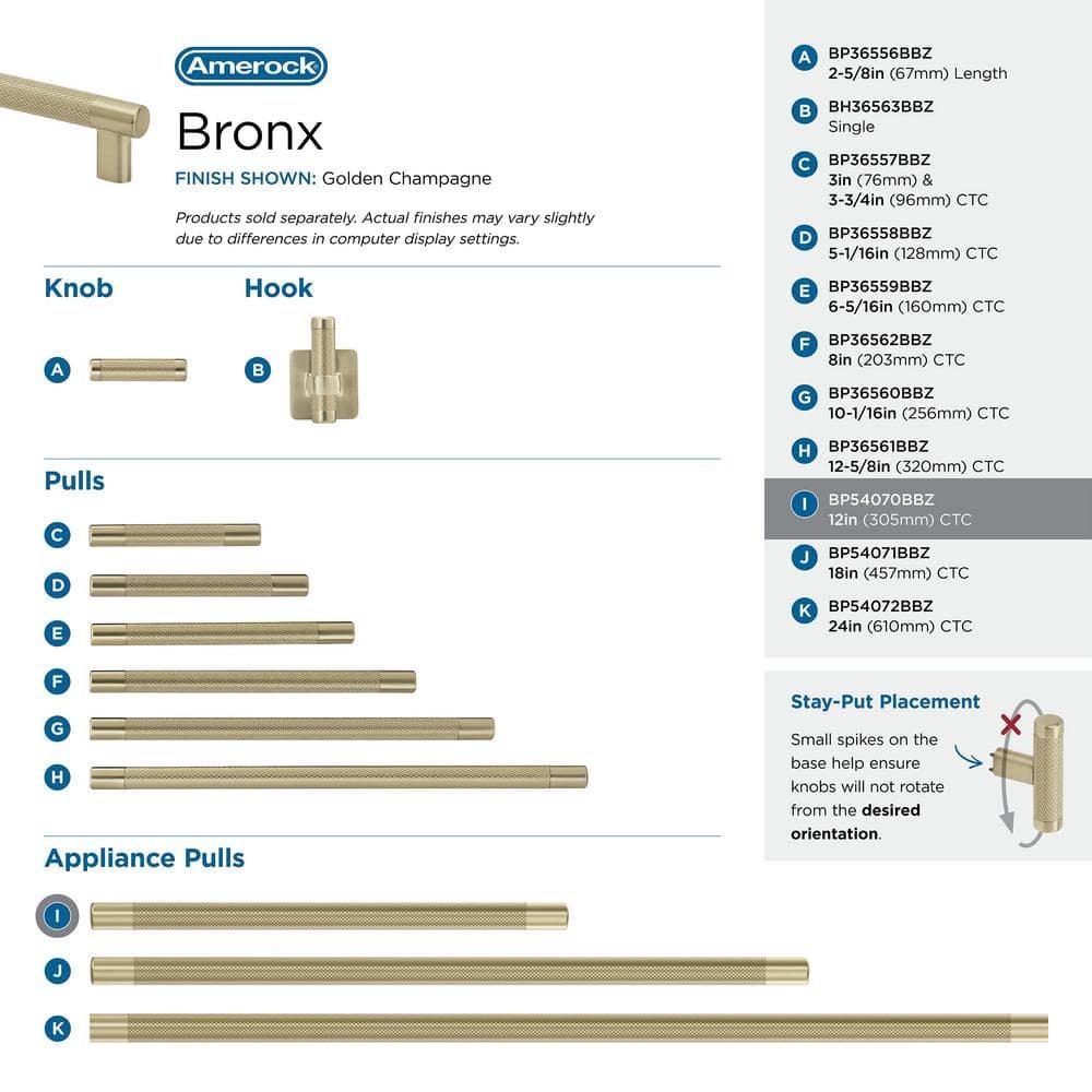 Amerock Bronx 12 inch (305mm) Center-to-Center Golden Champagne Appliance Pull