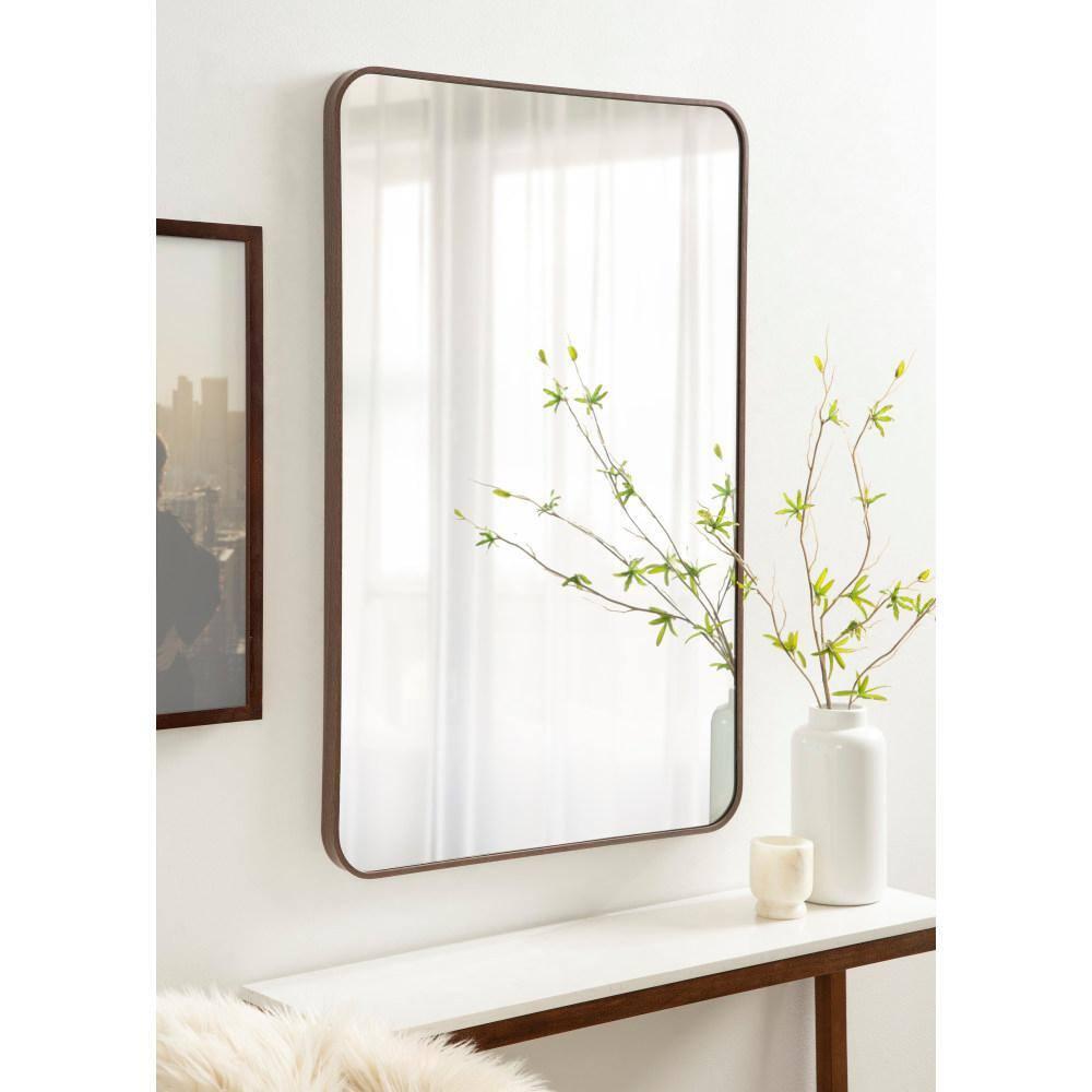 Kate and Laurel Zayda Radius Rectangle Framed Wall Mirror, 24x36, Walnut Brown