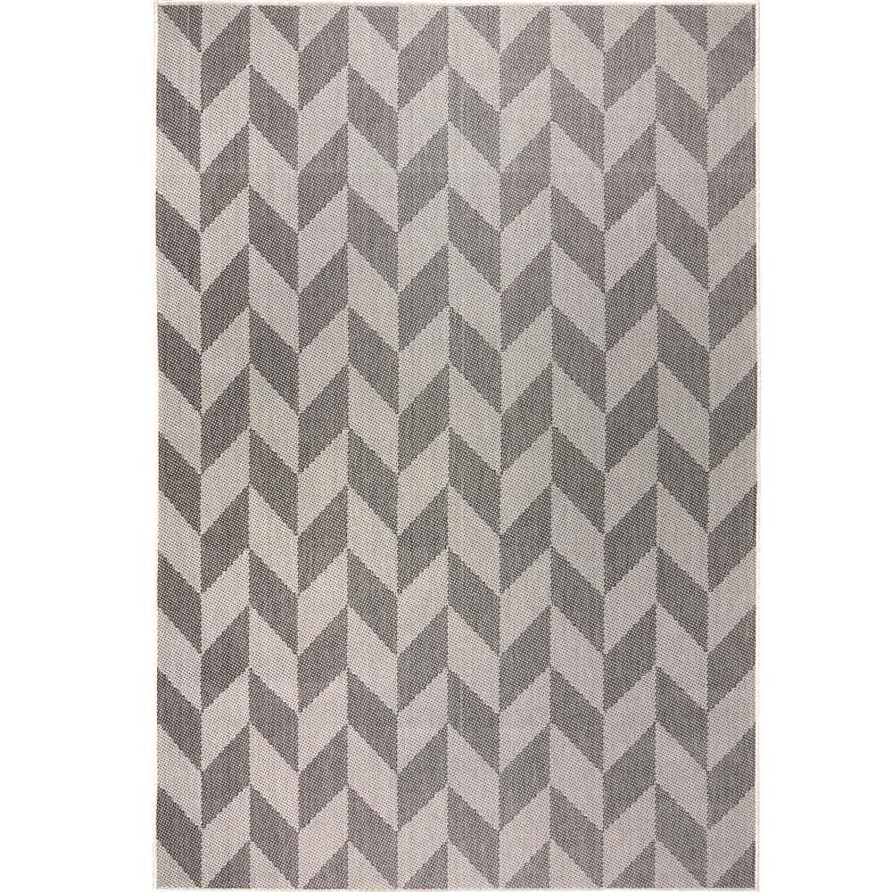 Nicole Miller New York Patio Country Calla Herringbone Indoor/Outdoor Area Rug, Black/Gray