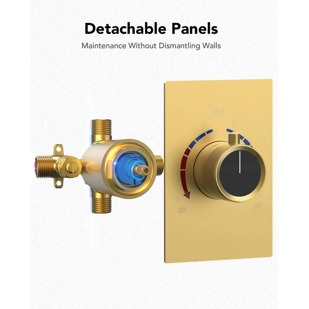 EVERSTEIN AquaSpa Shower Faucet Set with Tub Spout, 8-Inch Rain Shower Head with Valve SFS-1035-GD8