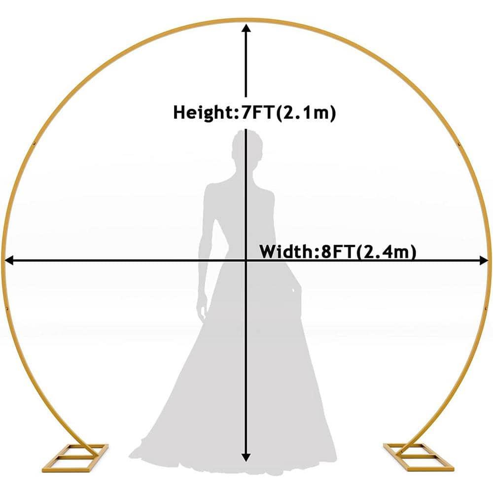 Gold 8FT Metal Circle Wedding Arch with Floral Decor