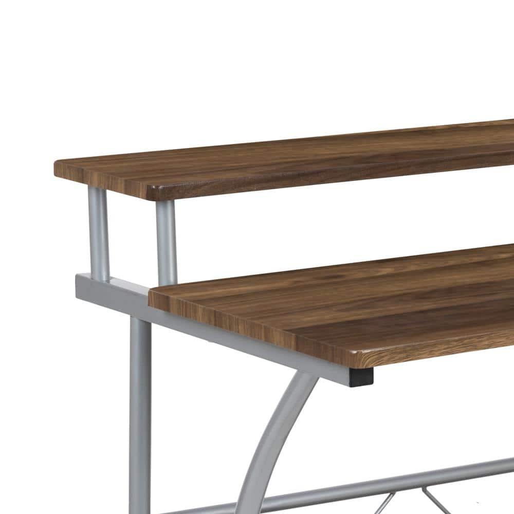 Flash Furniture Clifton Rustic Walnut Computer Desk with Top and Lower Storage Shelves
