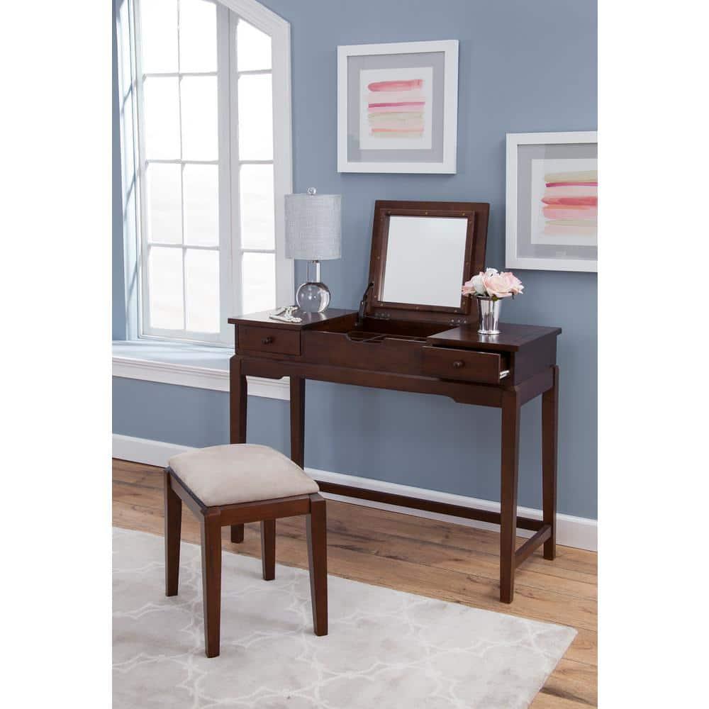 Alexandria Vanity Table with Vanity Bench Unfinished - International Concepts