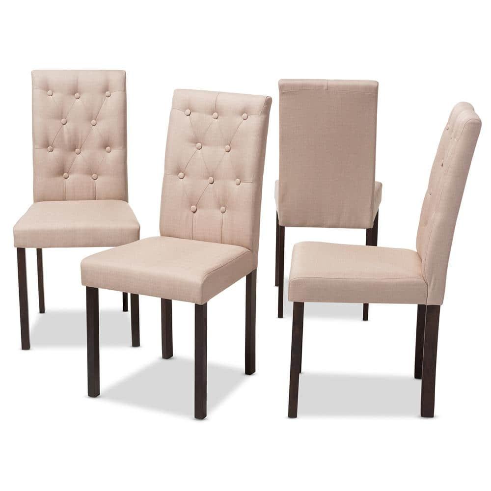 Baxton Studio Gardner Modern and Contemporary 5-Piece Dark Brown Finished Fabric Upholstered Dining Set, Multiple Colors