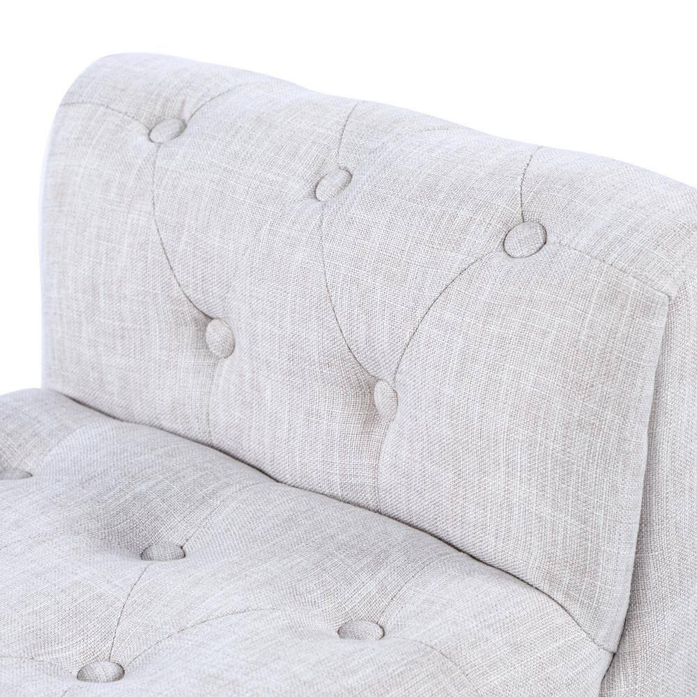 HOMCOM Traditional Style End of Bed Bench, Upholstered Entryway Bench with Button Tufted and Rounded Arm, Light Gray