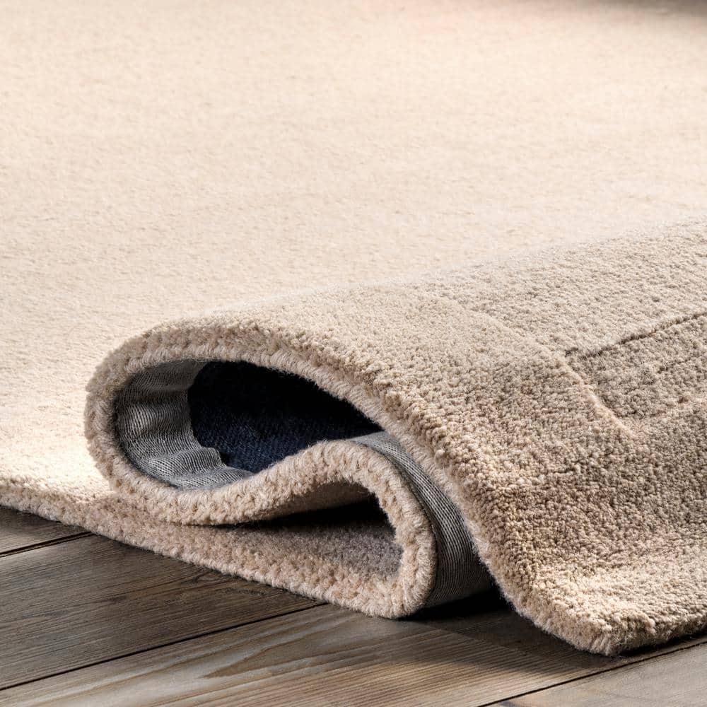 4'x6' Marianne Handmade Wool Border Area Rug Beige - nuLOOM: Solid Tufted Indoor Low Pile Rectangle Rug