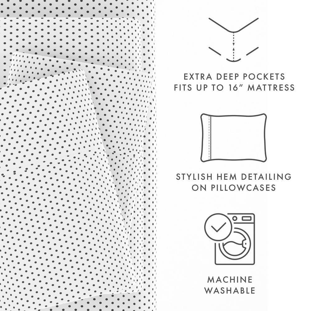 Gray Polka Dot Full Size Microfiber Deep Pocket Sheet Set