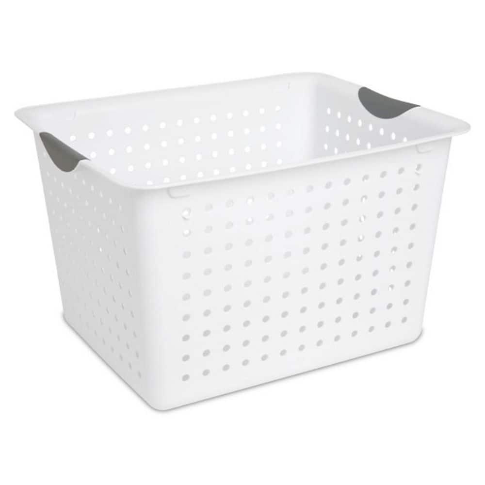 Sterilite Deep Ultra Basket, Closet Organizer Bin, Cabinets, Pantry, Shelving and Countertop Space Open Container, White, 24-Pack