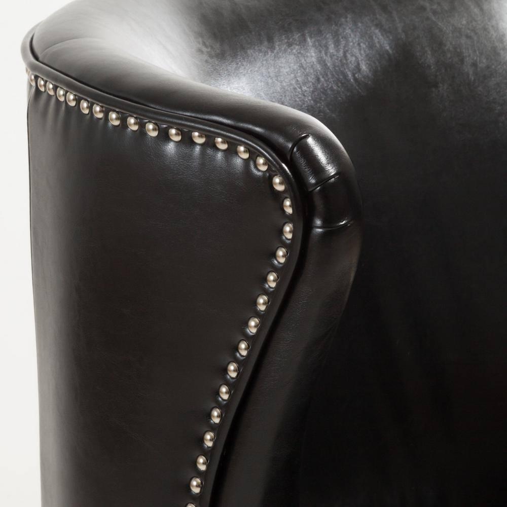 Christopher Knight Home Canterburry High Back Bonded Leather Wing Chair by  Club Chairs Black