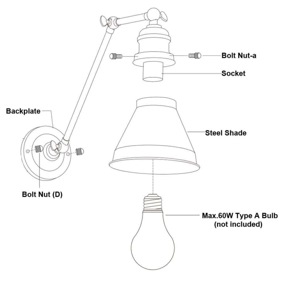 Alexis 6 in W Satin Nickel and Matte White Adjustable Swing Arm Wall Lamp with Metal Shade