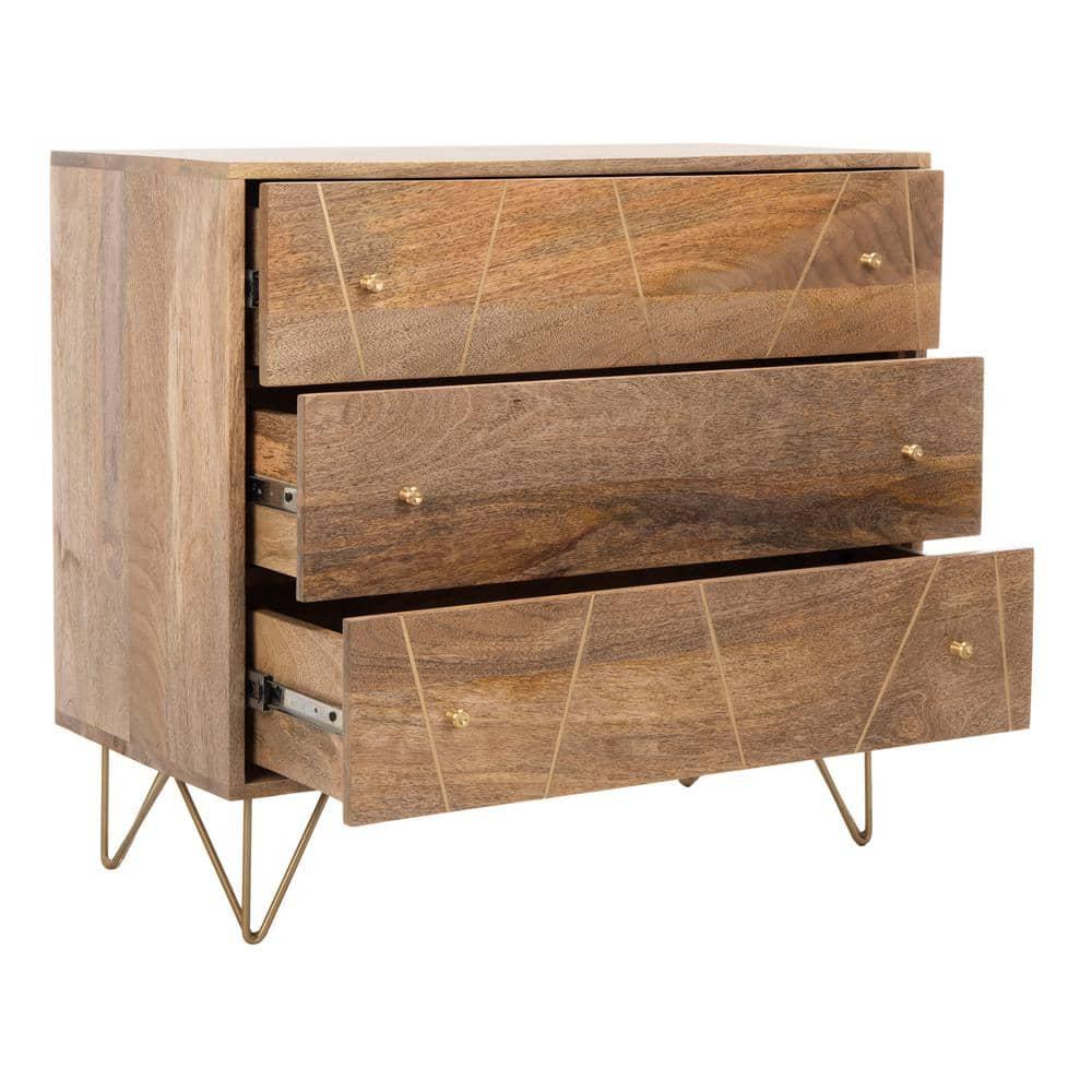 Marigold 3 Drawer Chest - CHS9001 - Natural/Brass - Safavieh