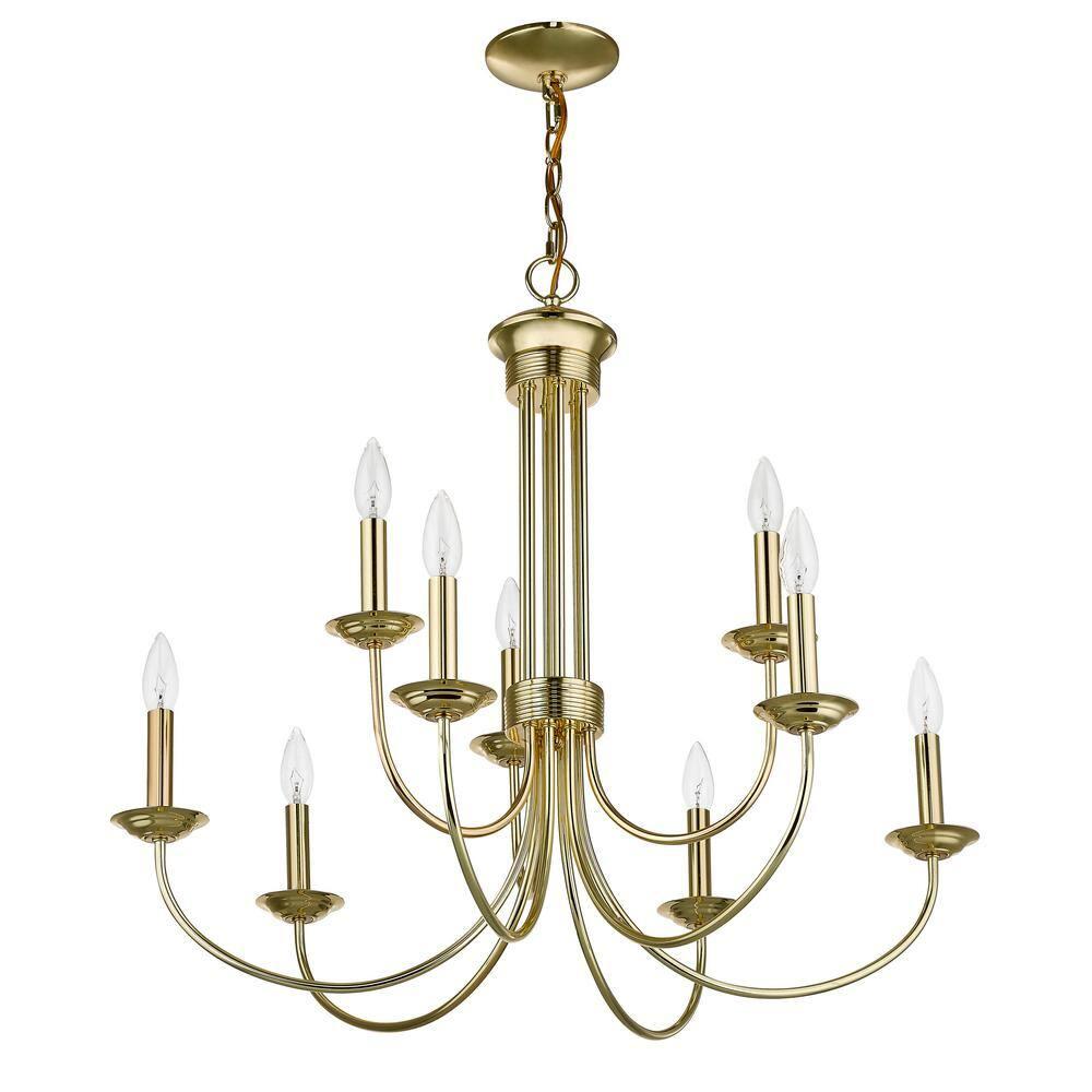 Livex Lighting Estate 9 - Light Chandelier in  Polished Brass