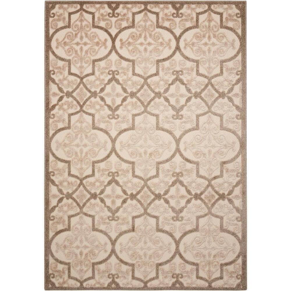 Nourison Aloha Moroccan Trellis Flatweave High-Low Indoor Outdoor Area Rug Cream 5'3" x 7'5"