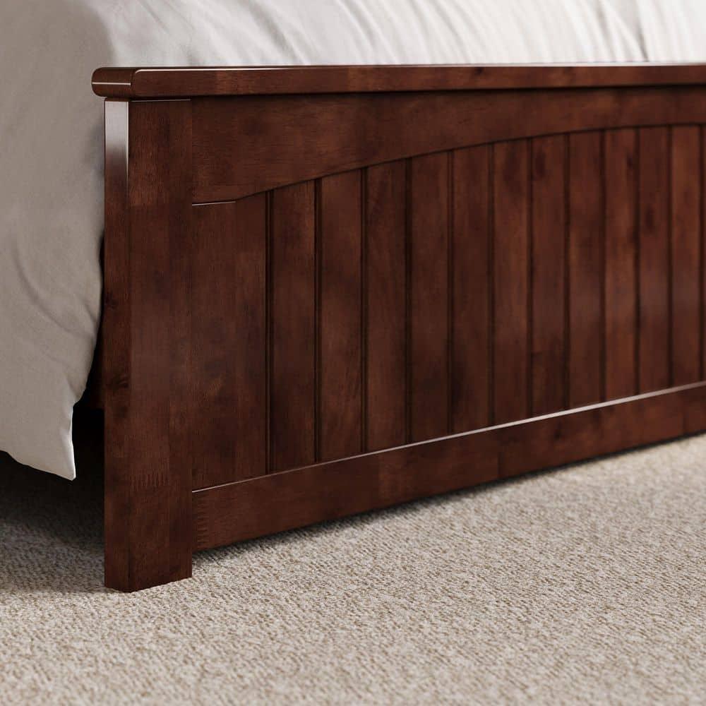 AFI Naples Queen Solid Wood Low Profile Platform Bed with Matching Footboard, Walnut