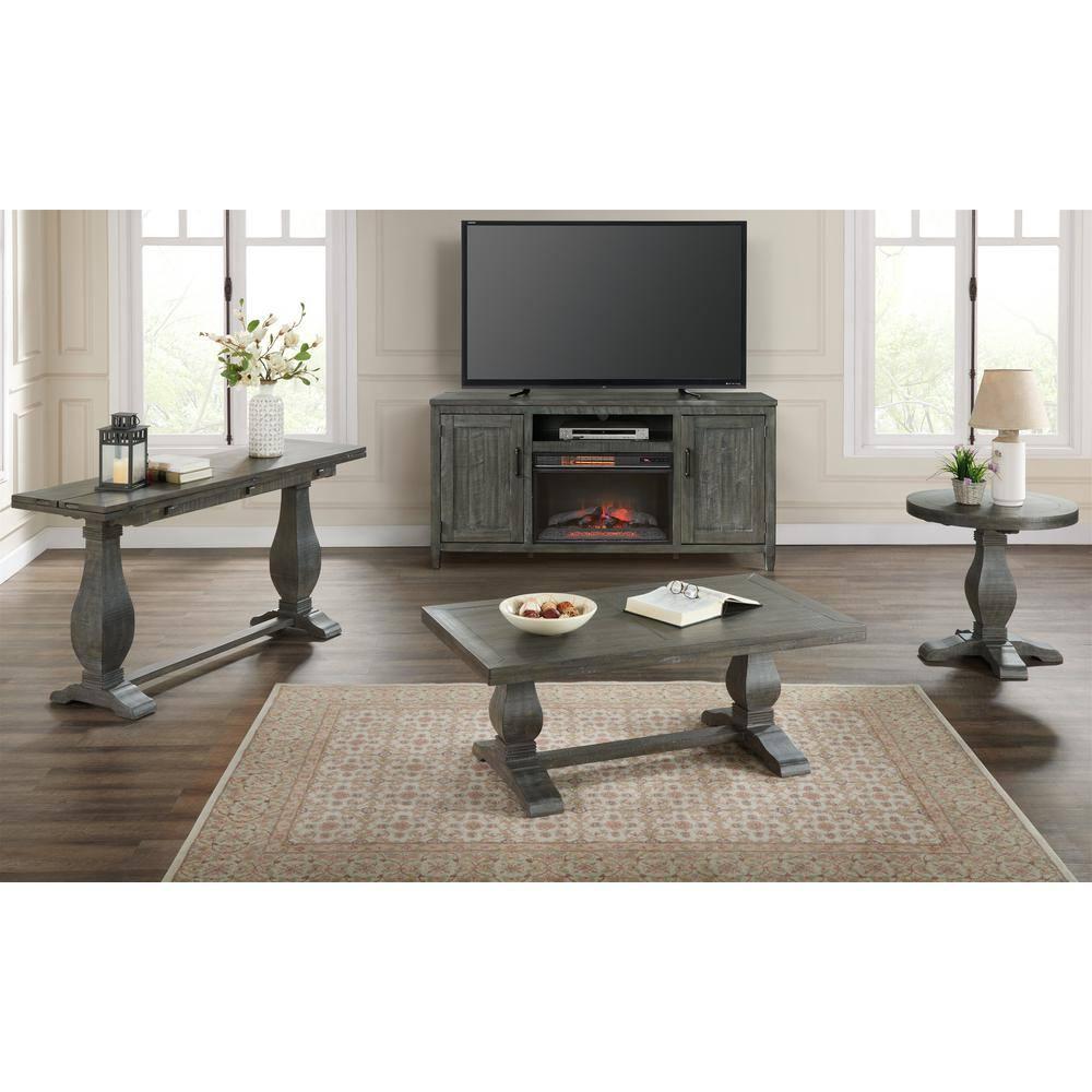 Martin Svensson Home Napa Pedestal Solid Wood Coffee Table, Grey