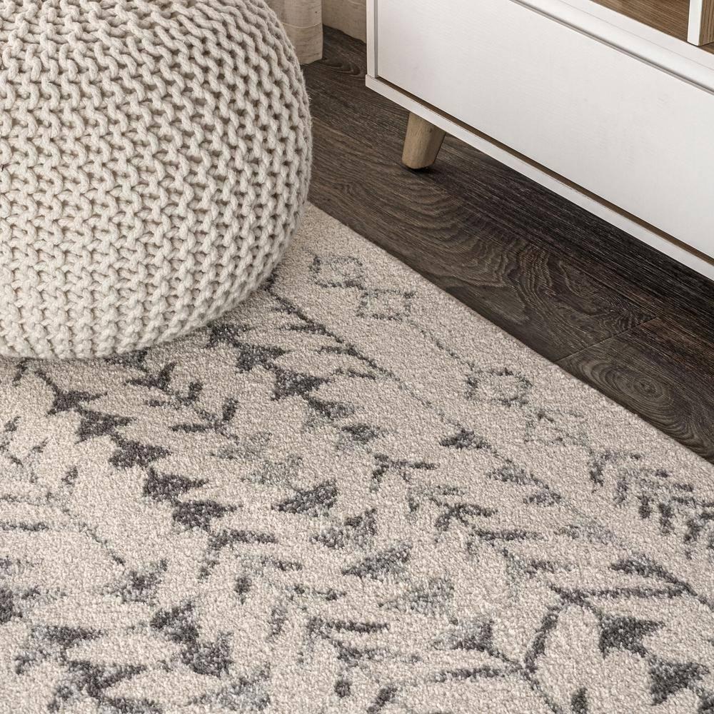 2'x8' Ziri Moroccan Geometric Runner Rug, Cream/Gray - JONATHAN Y