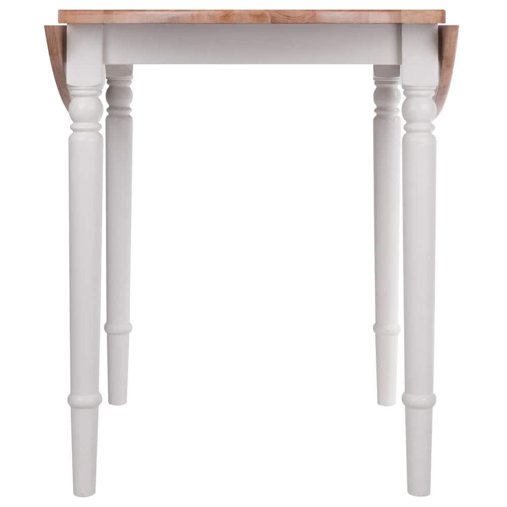 Sorella Round Drop Leaf Dining Table Natural/White - Winsome: Modern 4-Point Leg Kitchen Table, Seats 4
