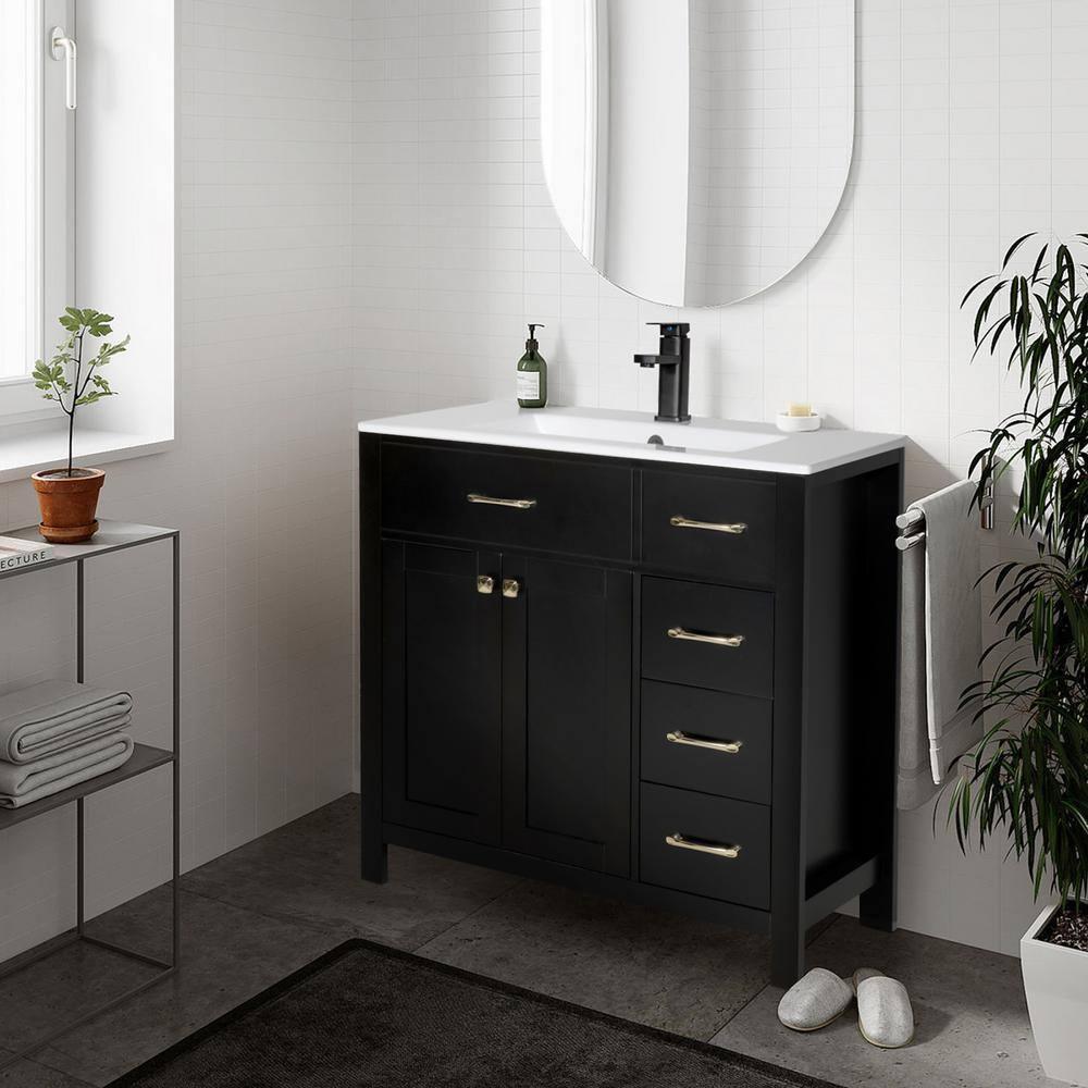 Eclife 36" Single Bathroom Vanity Set with Ceramic Sink Top, Water Saving Faucet