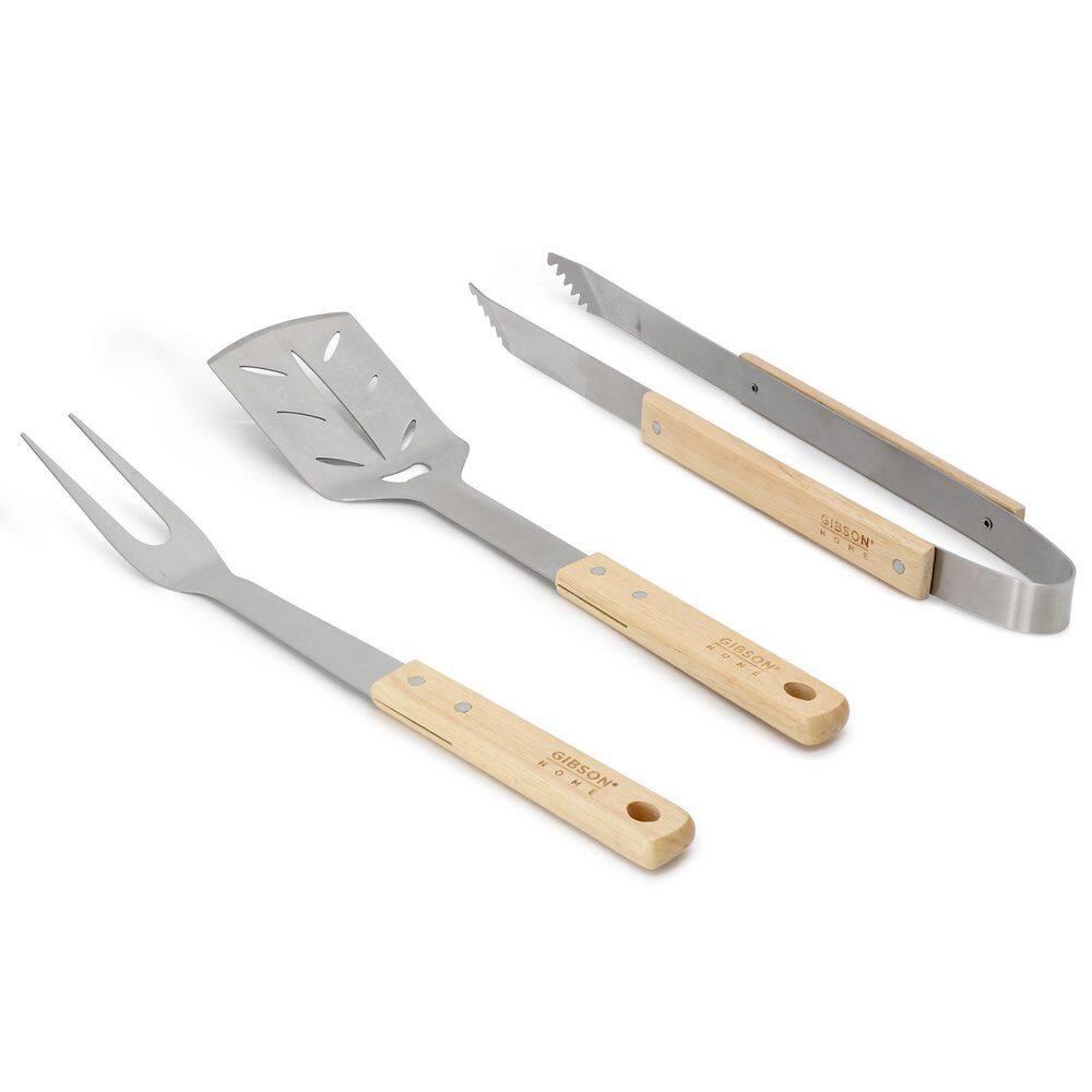 Gibson Gibson Home Barbecue Plus 3 Piece Barbecue Tool Set with Rubberwood Handles