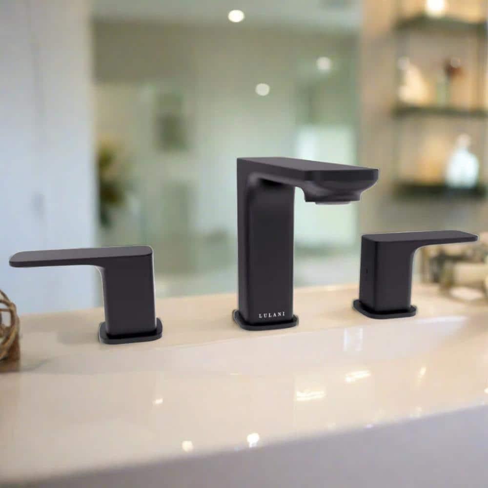Lulani Corsica 2-Handle 8" Widespread Bathroom Faucet with Drain Assembly - Matte Black